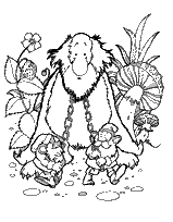 coloriage troll enchaine par les lutins
